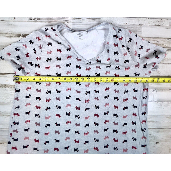 Croft & Barrow Classic Tee Gray Scottish Terriers Women's 1X V Neck - Picture 7 of 8